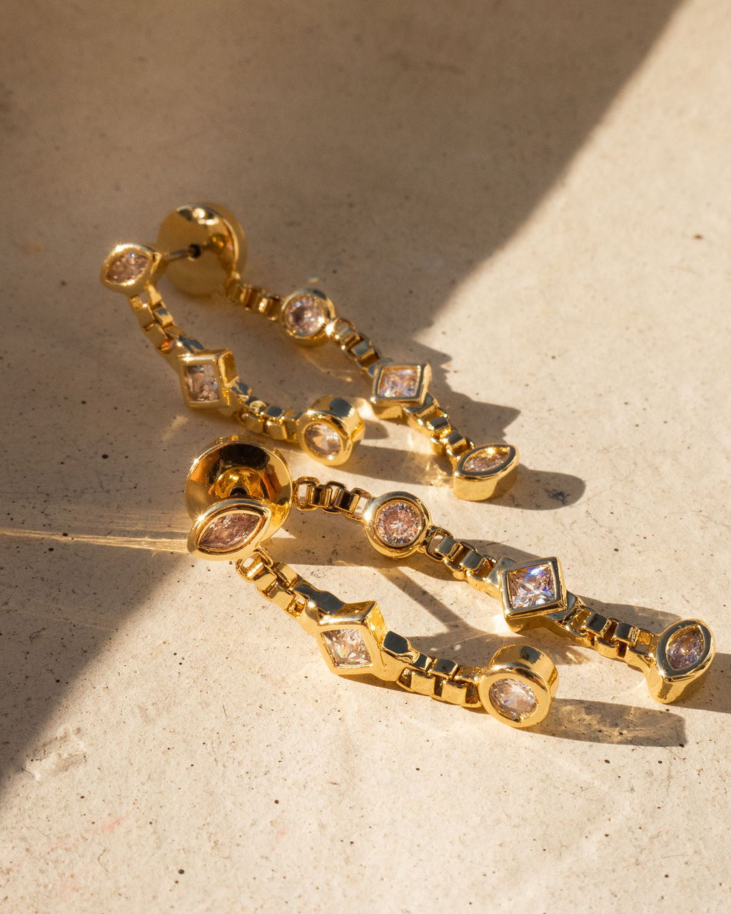 Camille Double Chain Studs — another angle