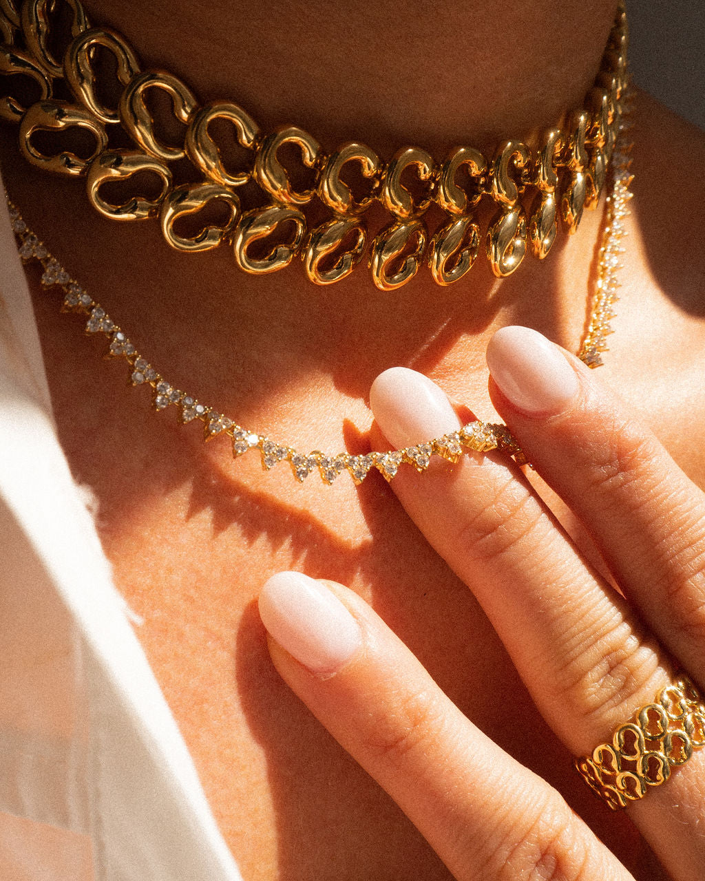 Isabelle Stud Tennis Necklace — alternate angle