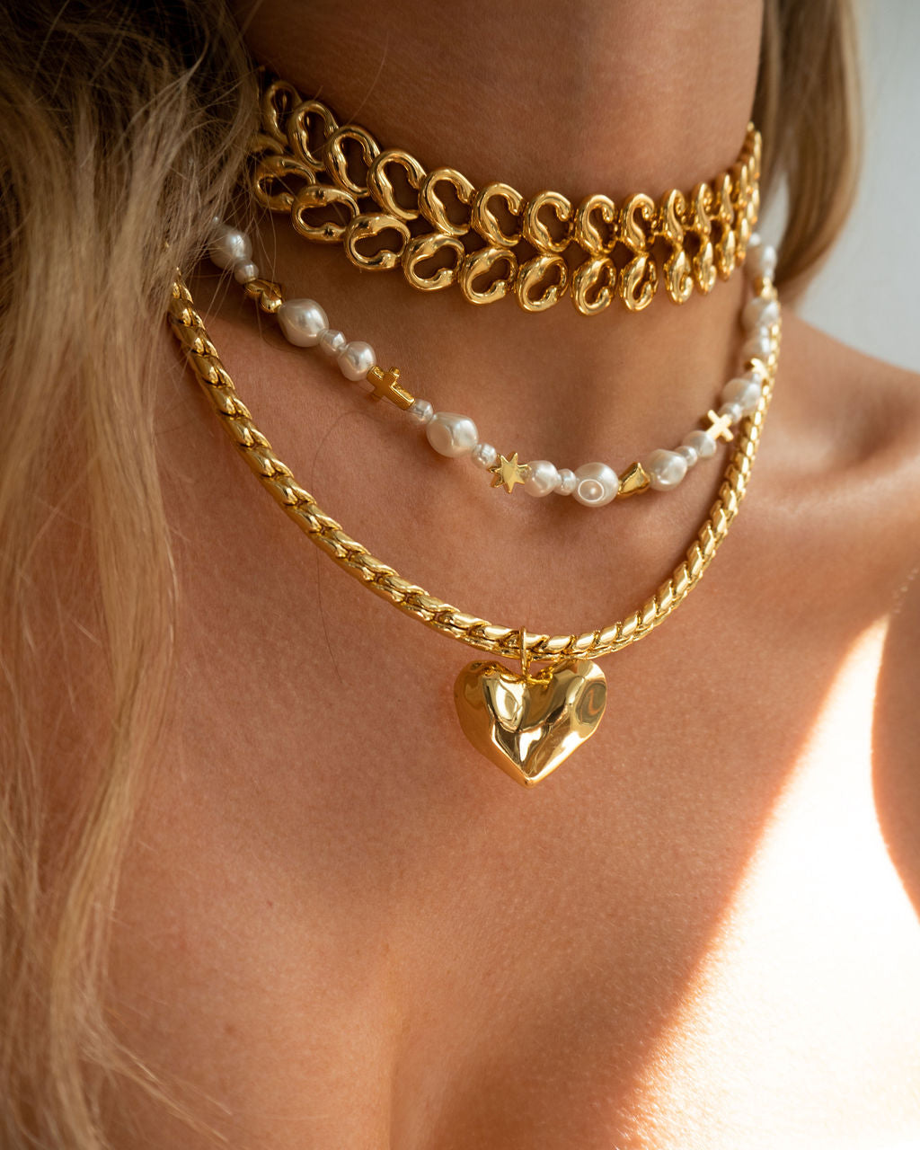 Molten Heart Statement Necklace — another angle 2