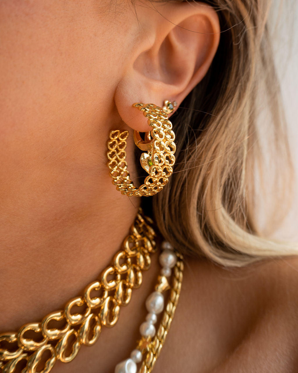 Metal Lace Hoops — detail view