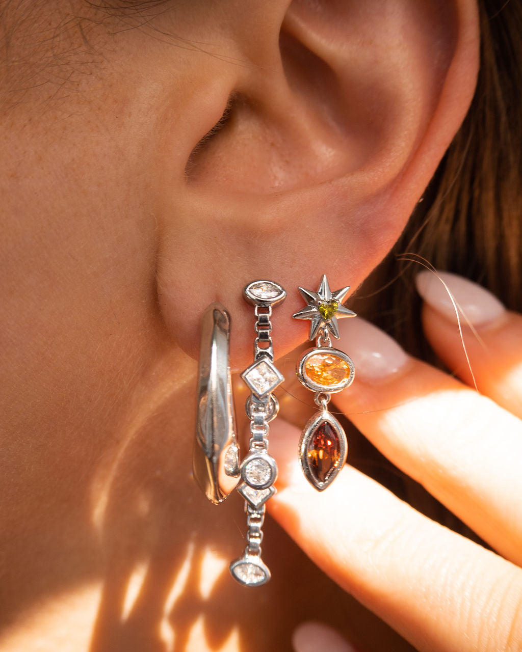 Camille Double Chain Studs — alternate angle