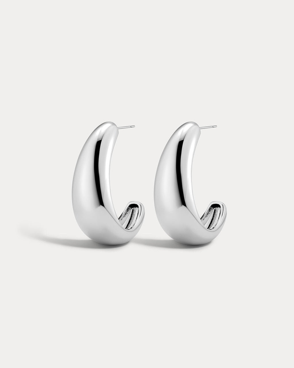 Chrome Orb Hoops in Silver — alternate view