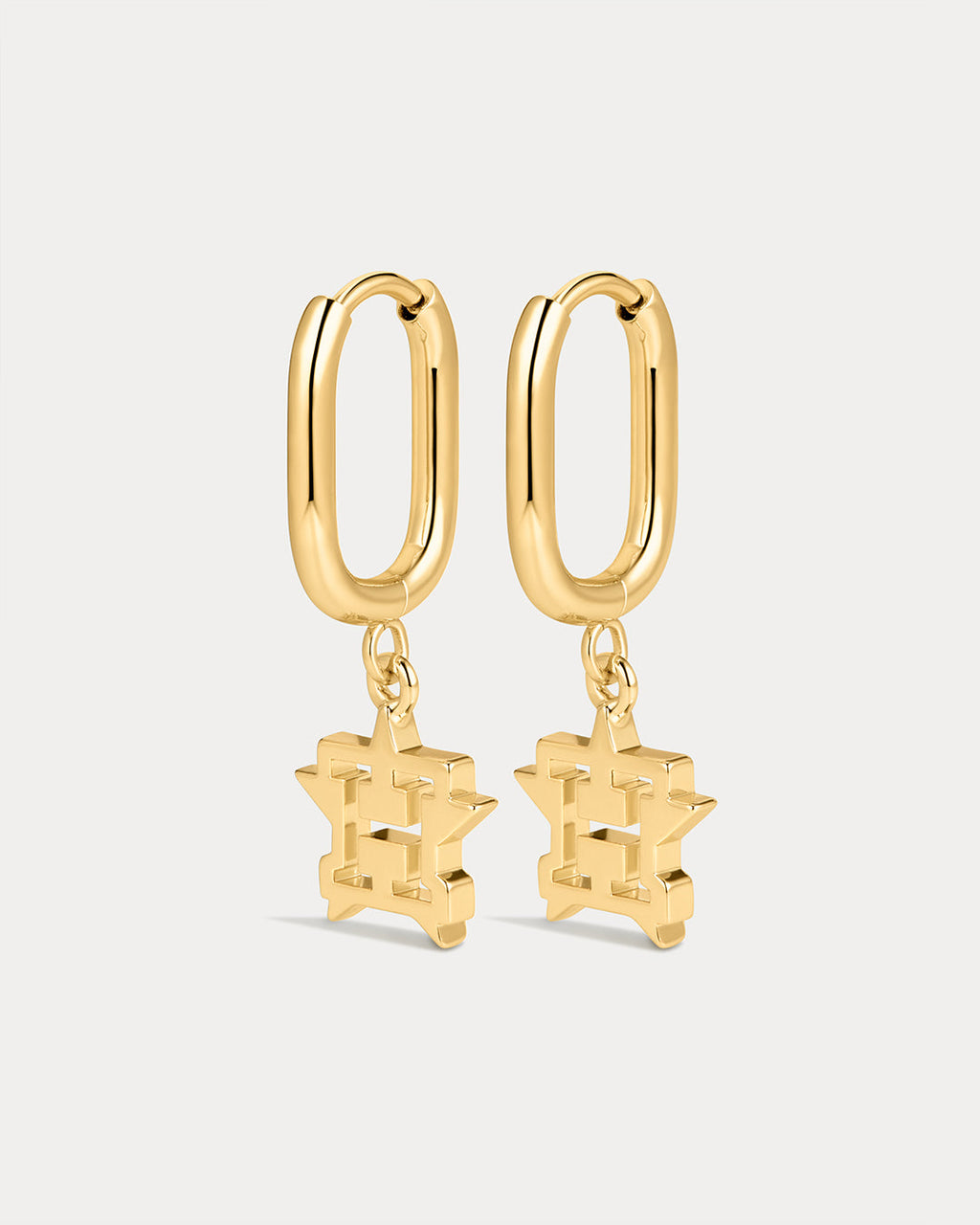 MLB Logo Charm Oval Hoop Earrings - Gold — alternate view 2 2