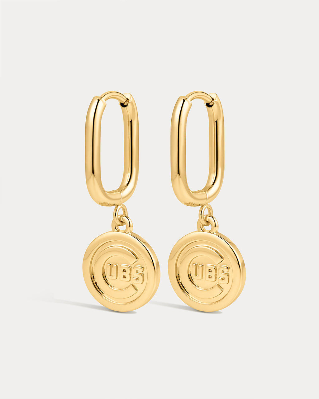 MLB Logo Charm Oval Hoop Earrings - Gold — alternate angle 2