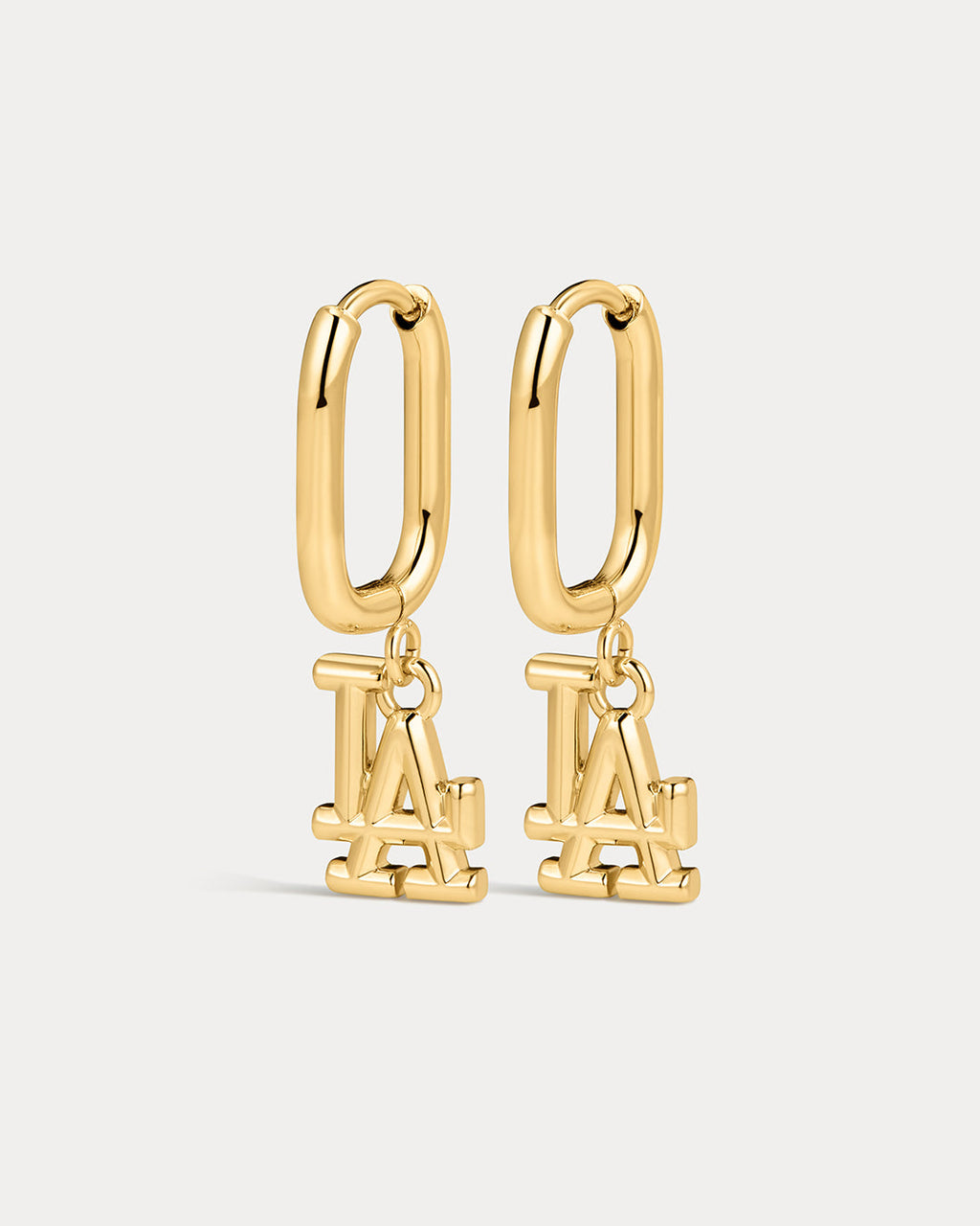 MLB Logo Charm Oval Hoop Earrings - Gold