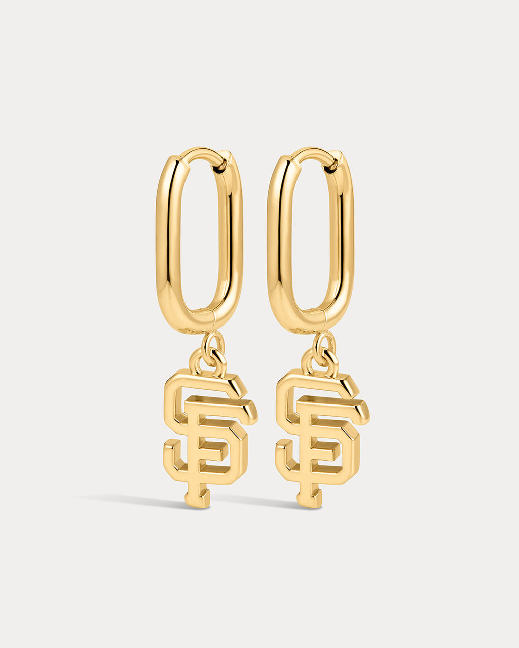 MLB Logo Charm Oval Hoop Earrings - Gold — alternate view 3