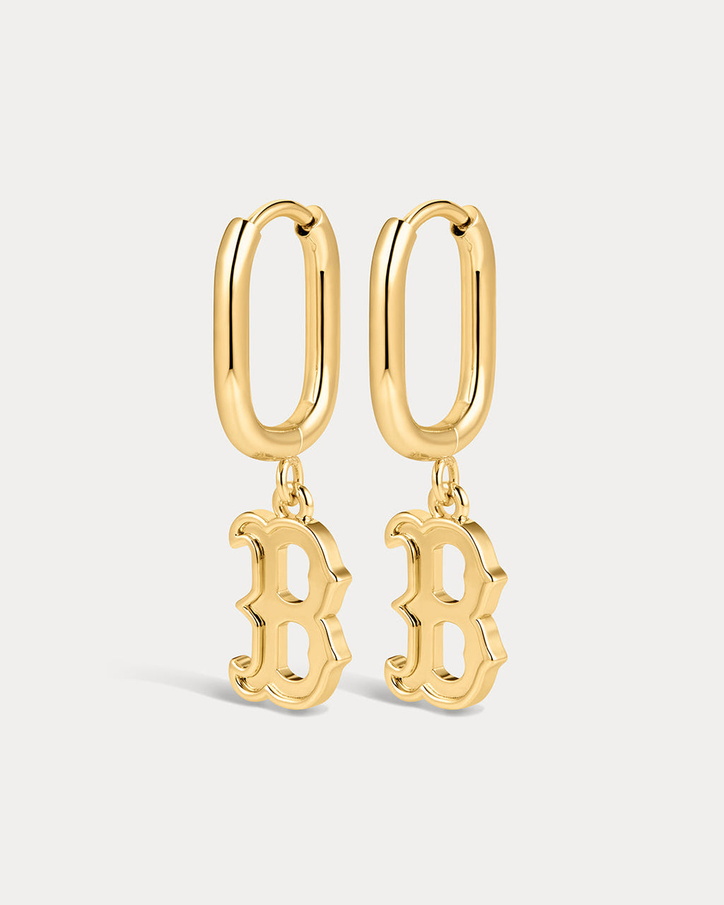 MLB Logo Charm Oval Hoop Earrings - Gold — alternate view 2