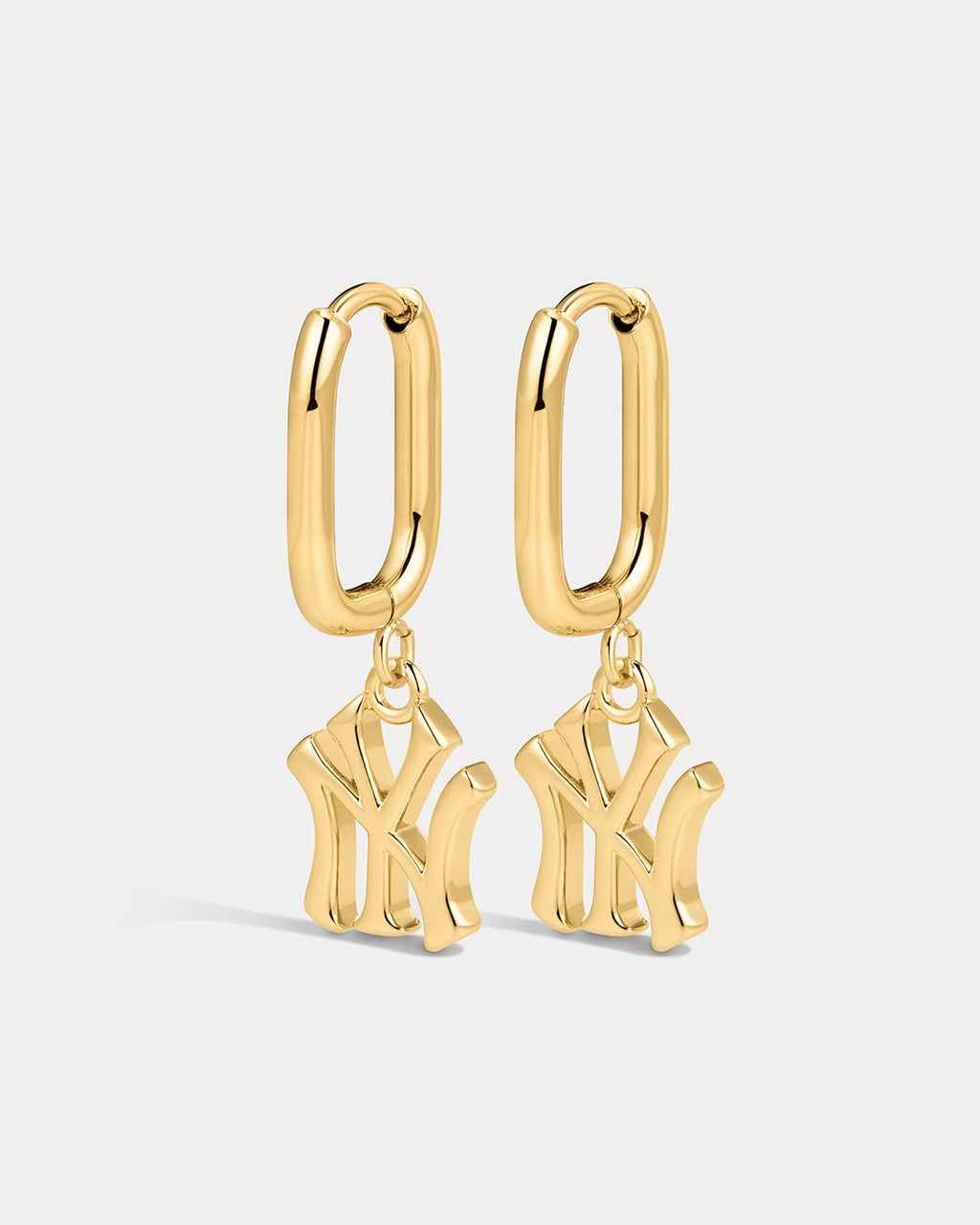 MLB Logo Charm Oval Hoop Earrings - Gold — alternate angle