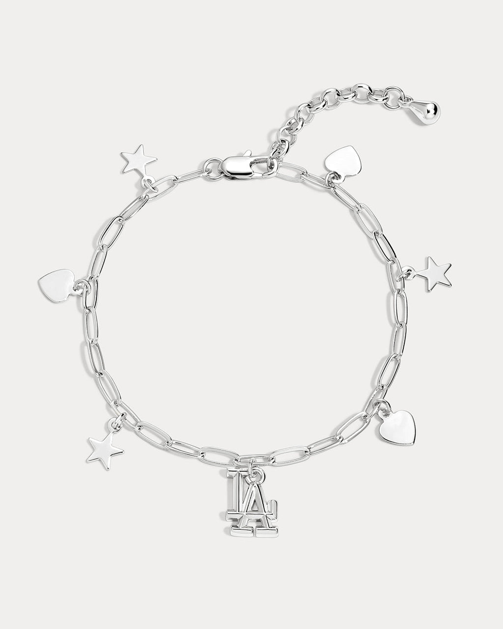 MLB Star + Hearts Logo Charm Bracelet - Silver