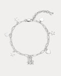 MLB Star + Hearts Logo Charm Bracelet - Silver