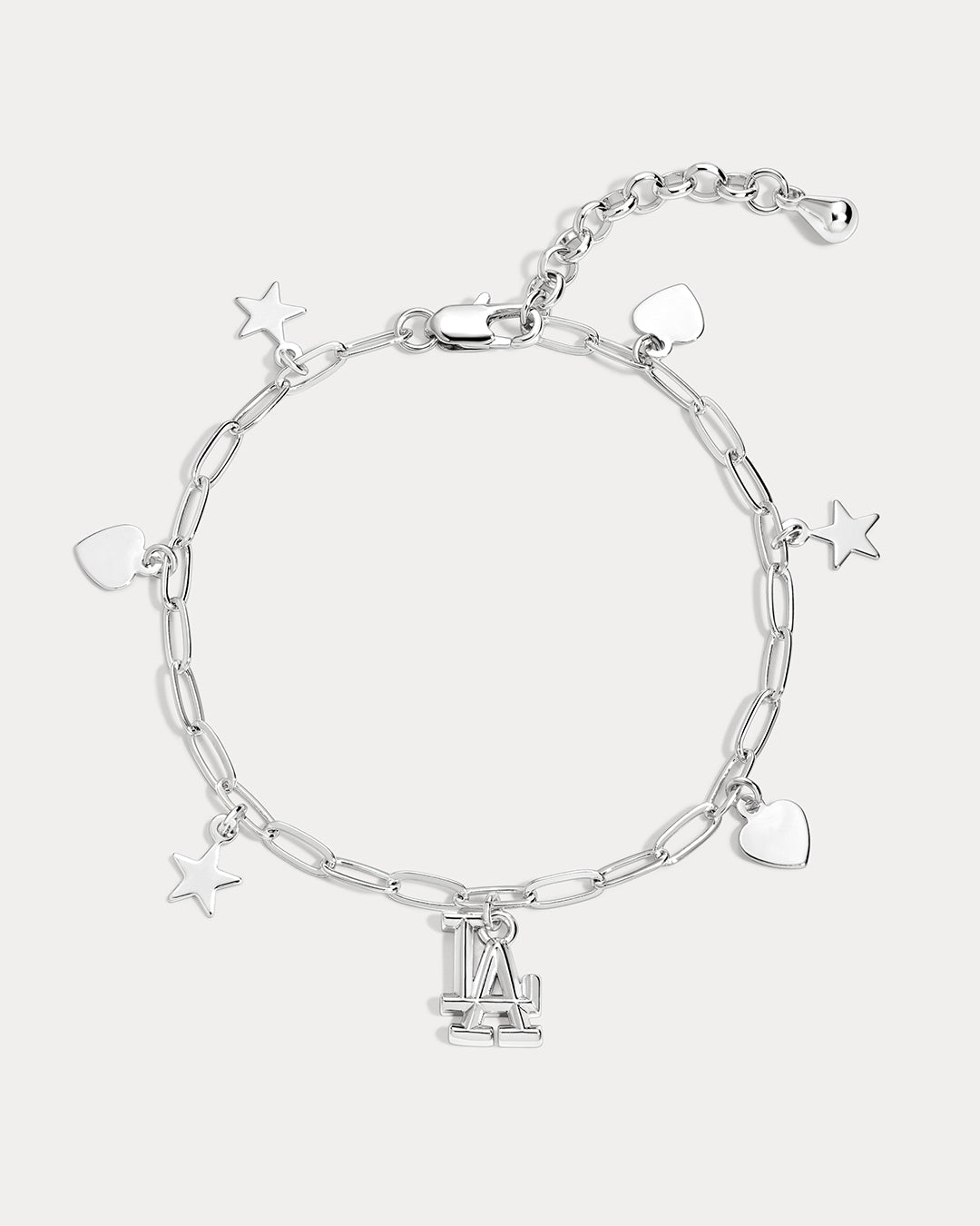MLB Star + Hearts Logo Charm Bracelet - Silver