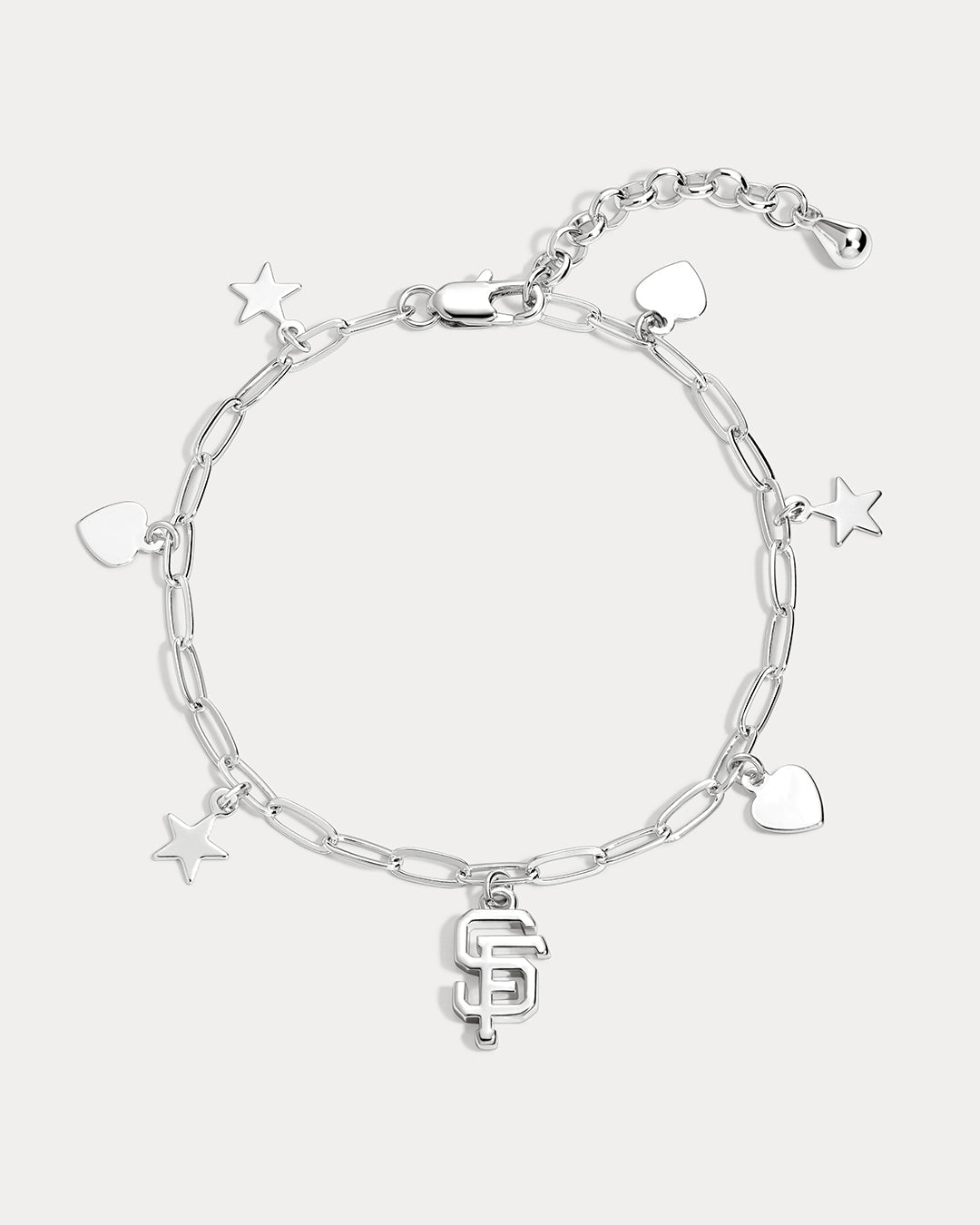 MLB Star + Hearts Logo Charm Bracelet - Silver — alternate view 2 2