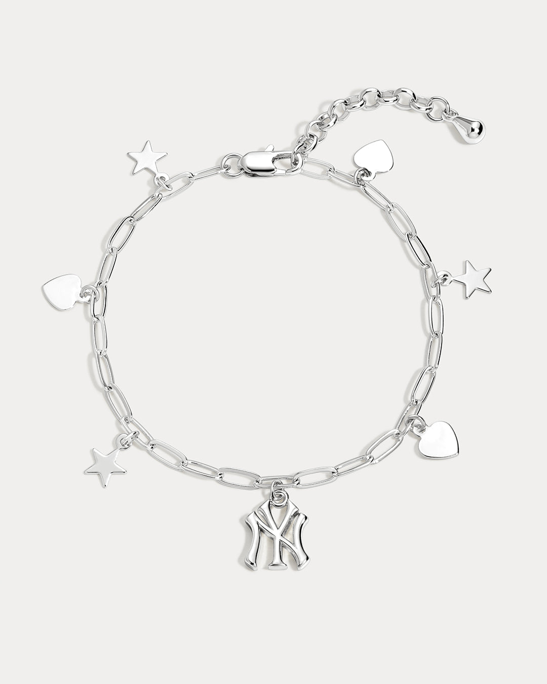 MLB Star + Hearts Logo Charm Bracelet - Silver — another angle