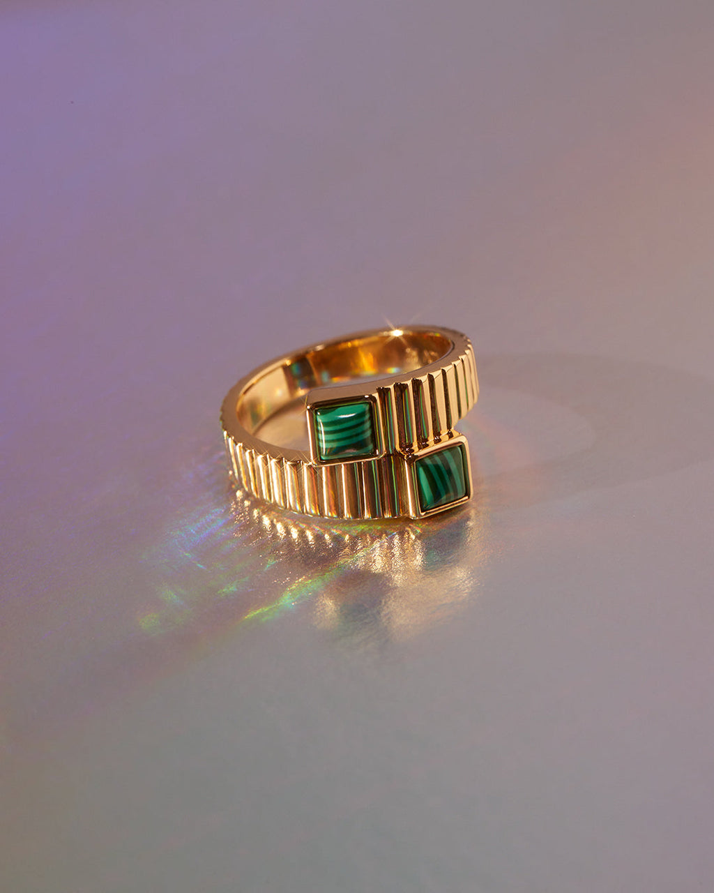 Malachite Wrap Ring in Gold — alternate view