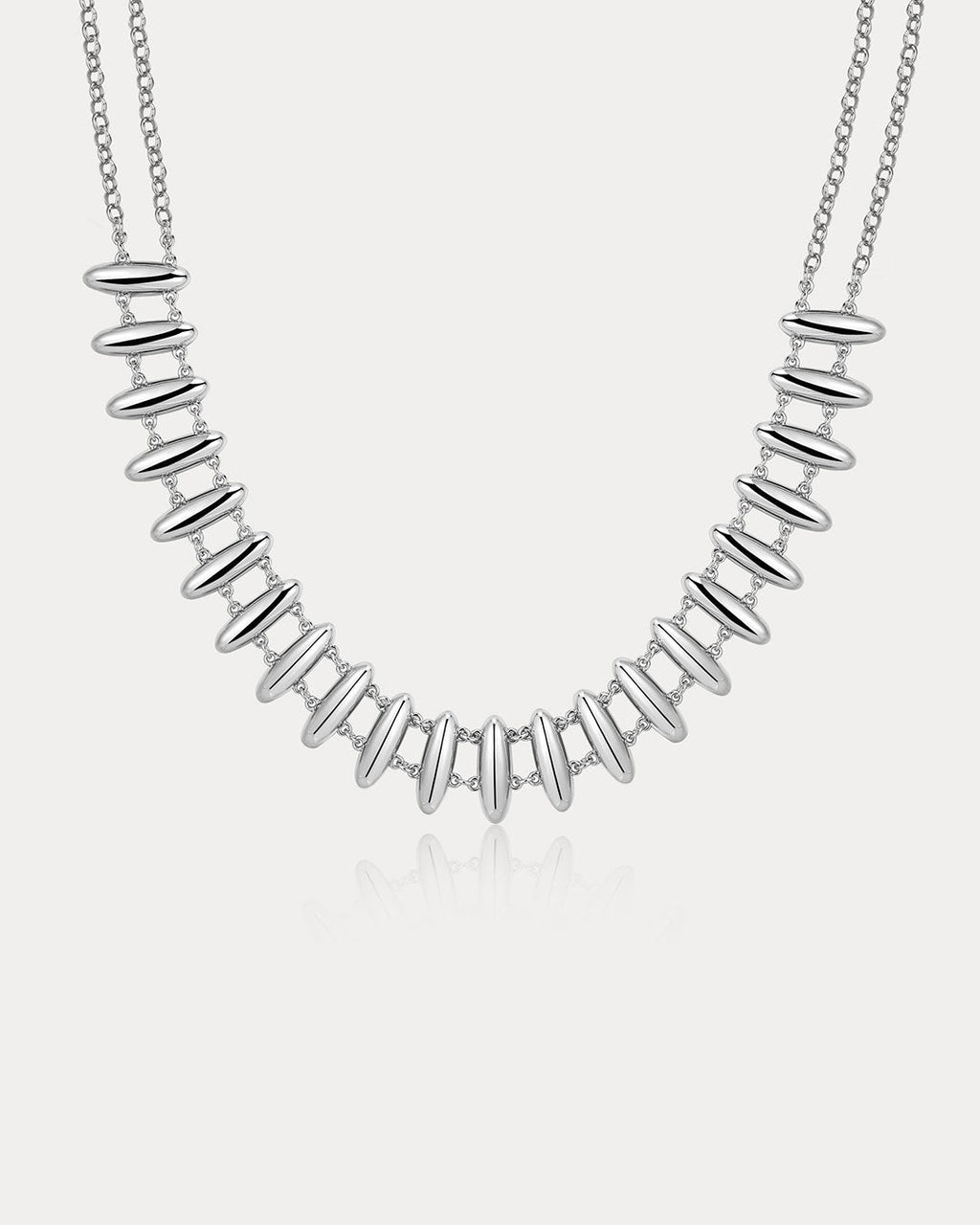 Milan Bead Stud Necklace in Silver — alternate view
