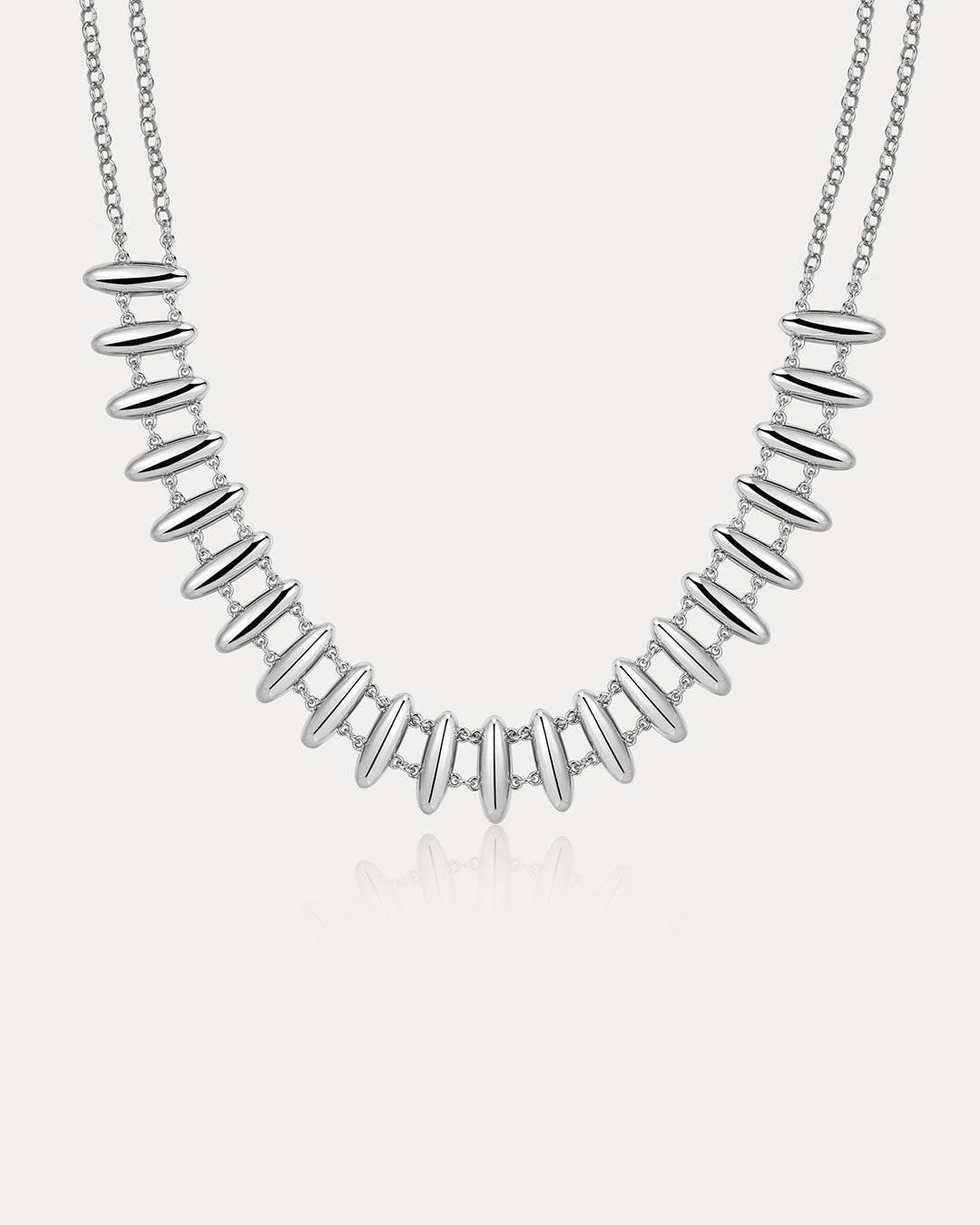 Milan Bead Stud Necklace in Silver — alternate view