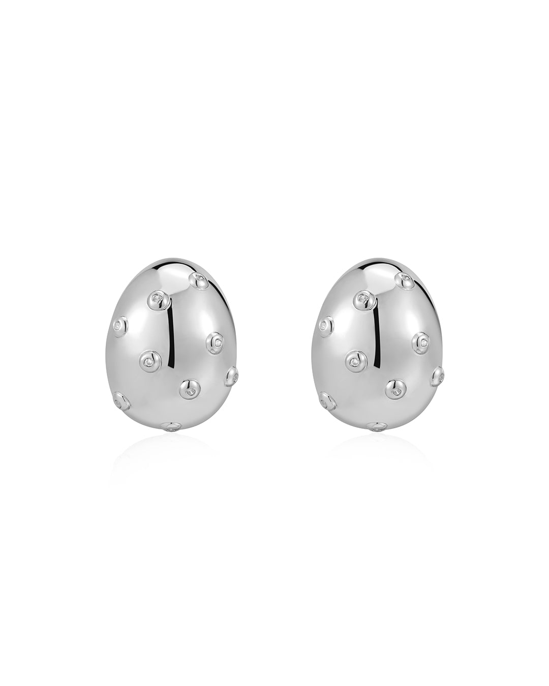 Mini Pavé Molten Studs in Silver - Earrings — alternate view