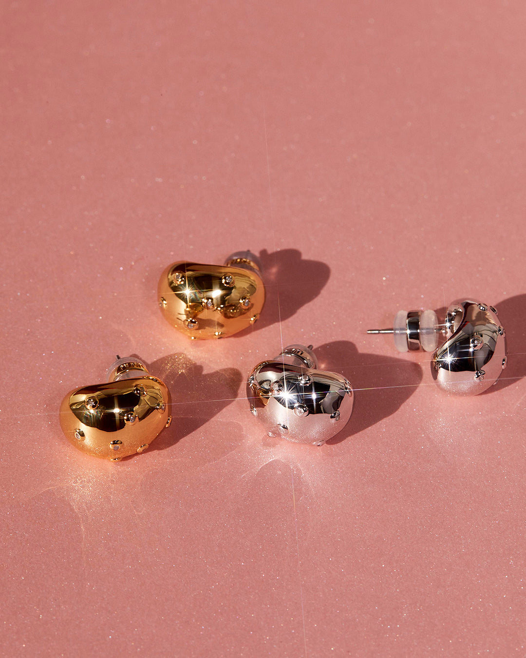 Mini Pavé Molten Studs in Gold - Earrings — detail view