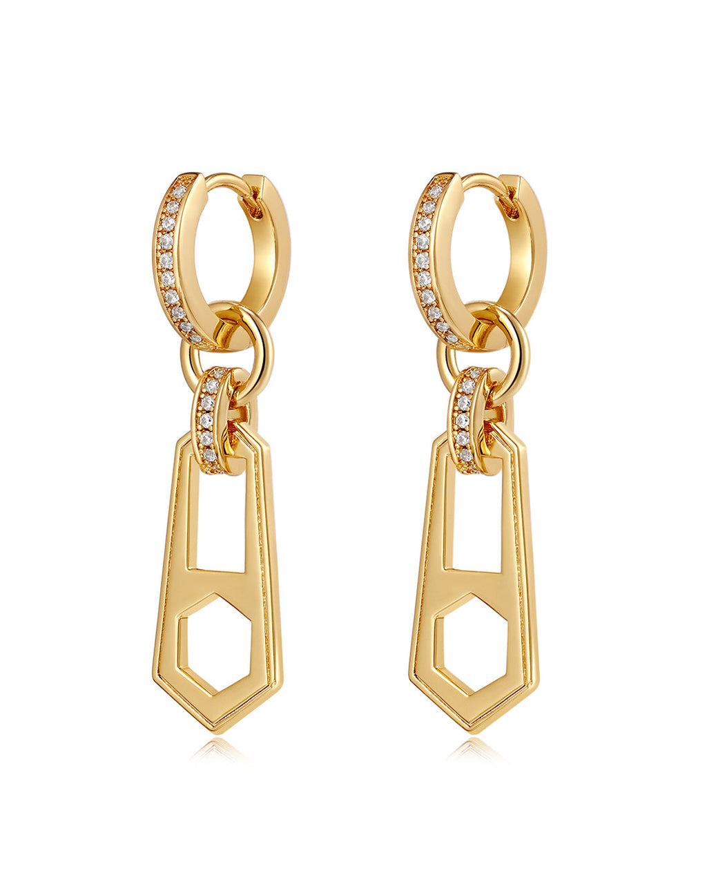 Mini Zipper Huggies - Gold - Earrings