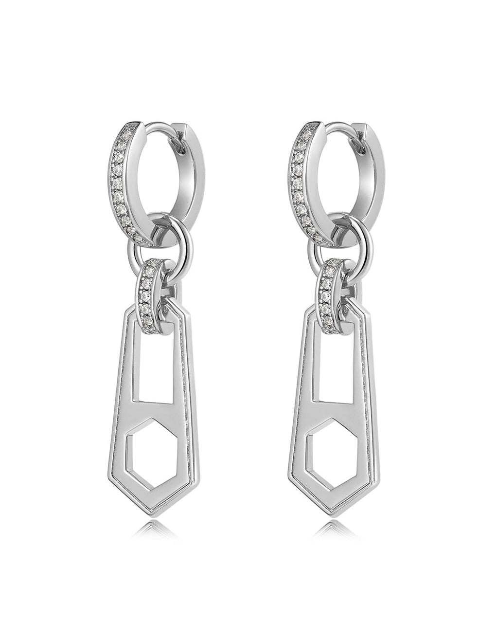 Mini Zipper Huggies - Silver - Earrings