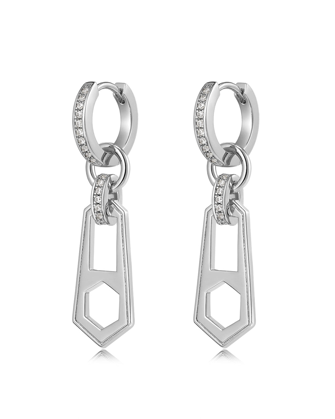 Mini Zipper Huggies - Silver - Earrings