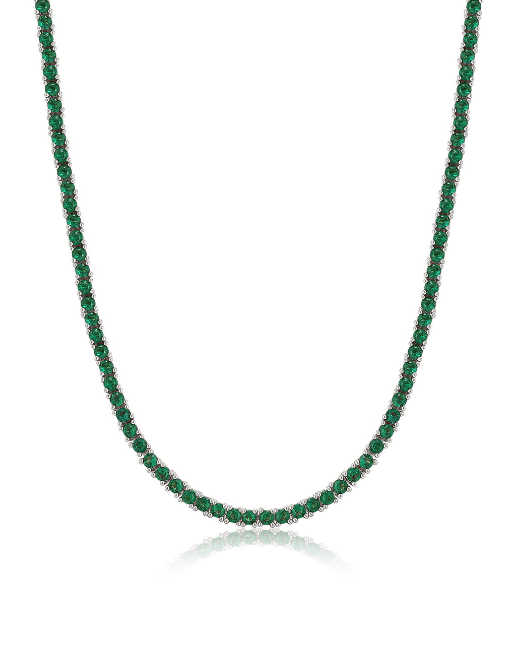 Mini Ballier Necklace - Emerald Green - Silver