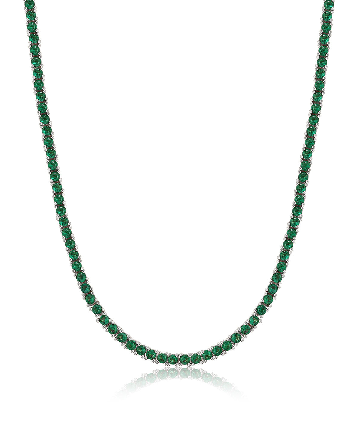 Mini Ballier Necklace - Emerald Green - Silver