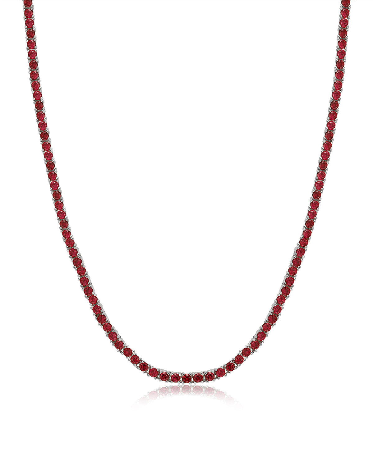 Mini Ballier Necklace - Ruby Red - Silver