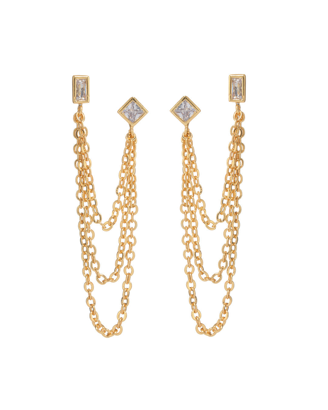 Mixte Cascading Chain Studs - Gold