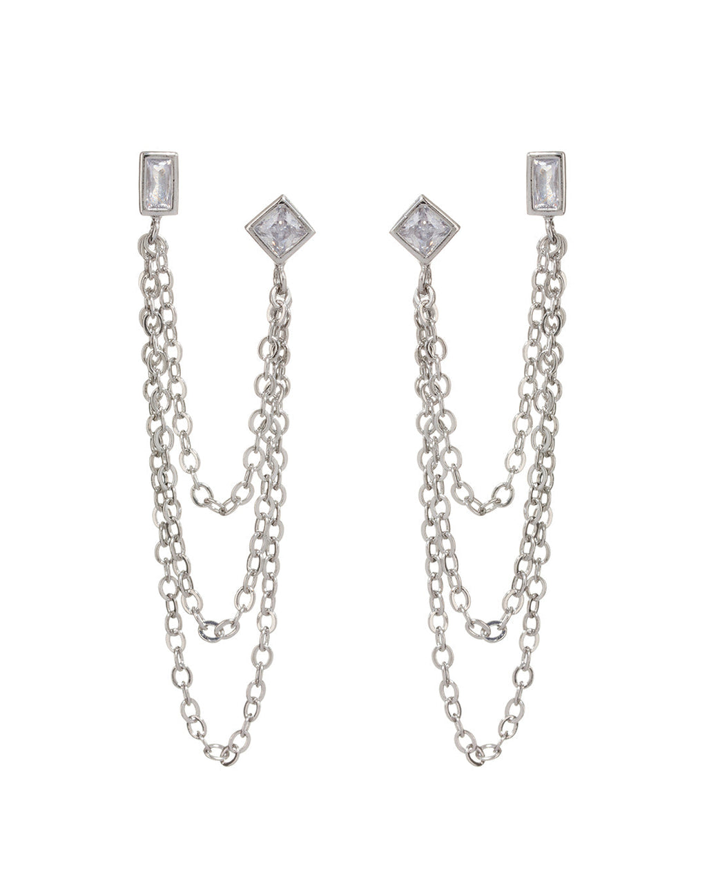 Mixte Cascading Chain Studs - Silver