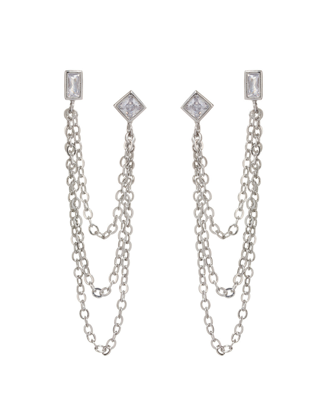 Mixte Cascading Chain Studs - Silver