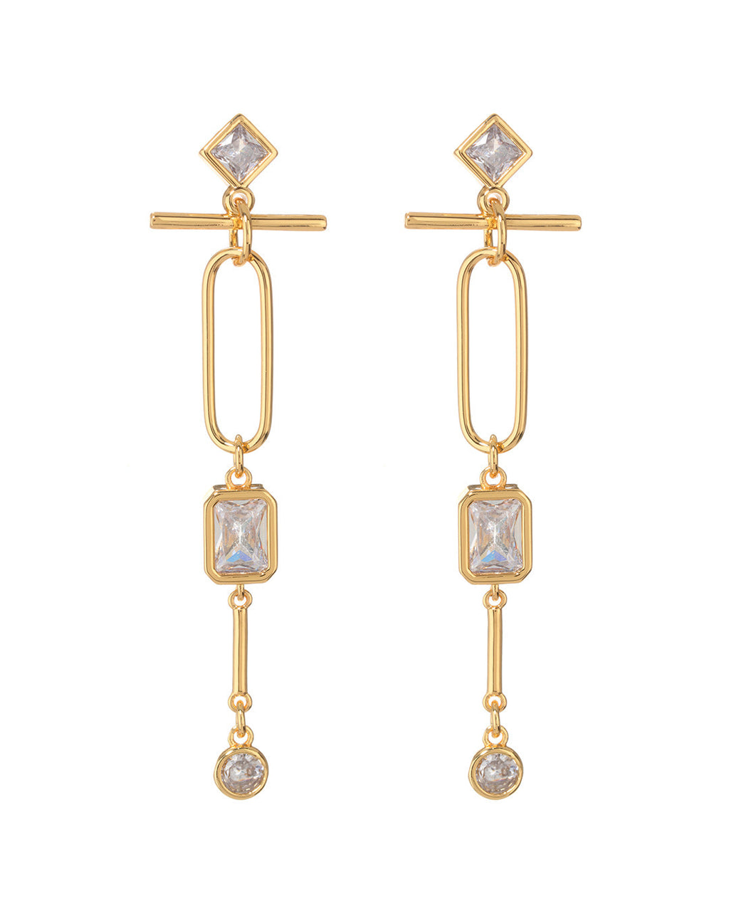 Mixte Drop Statement Earrings - Gold