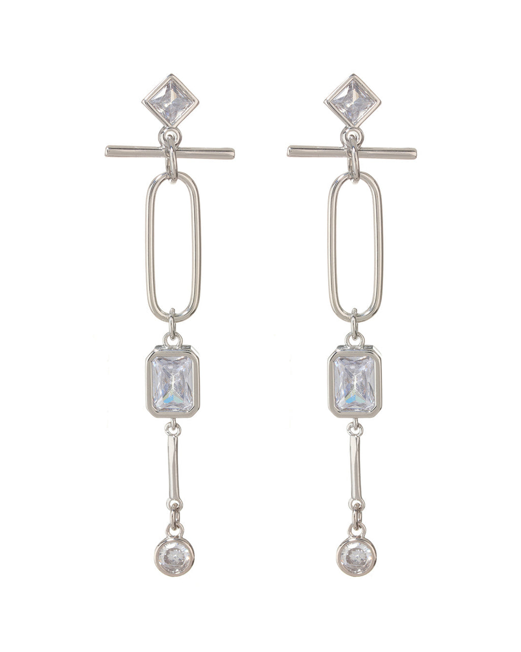 Mixte Drop Statement Earrings - Silver