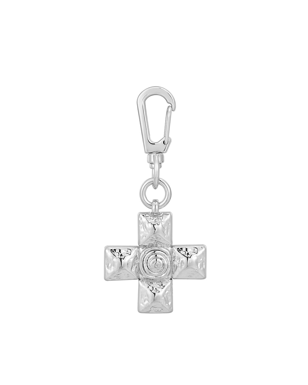Molten Cross Key Chain - Silver