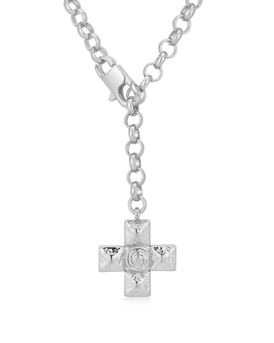 Molten Cross Pendant Necklace - Silver