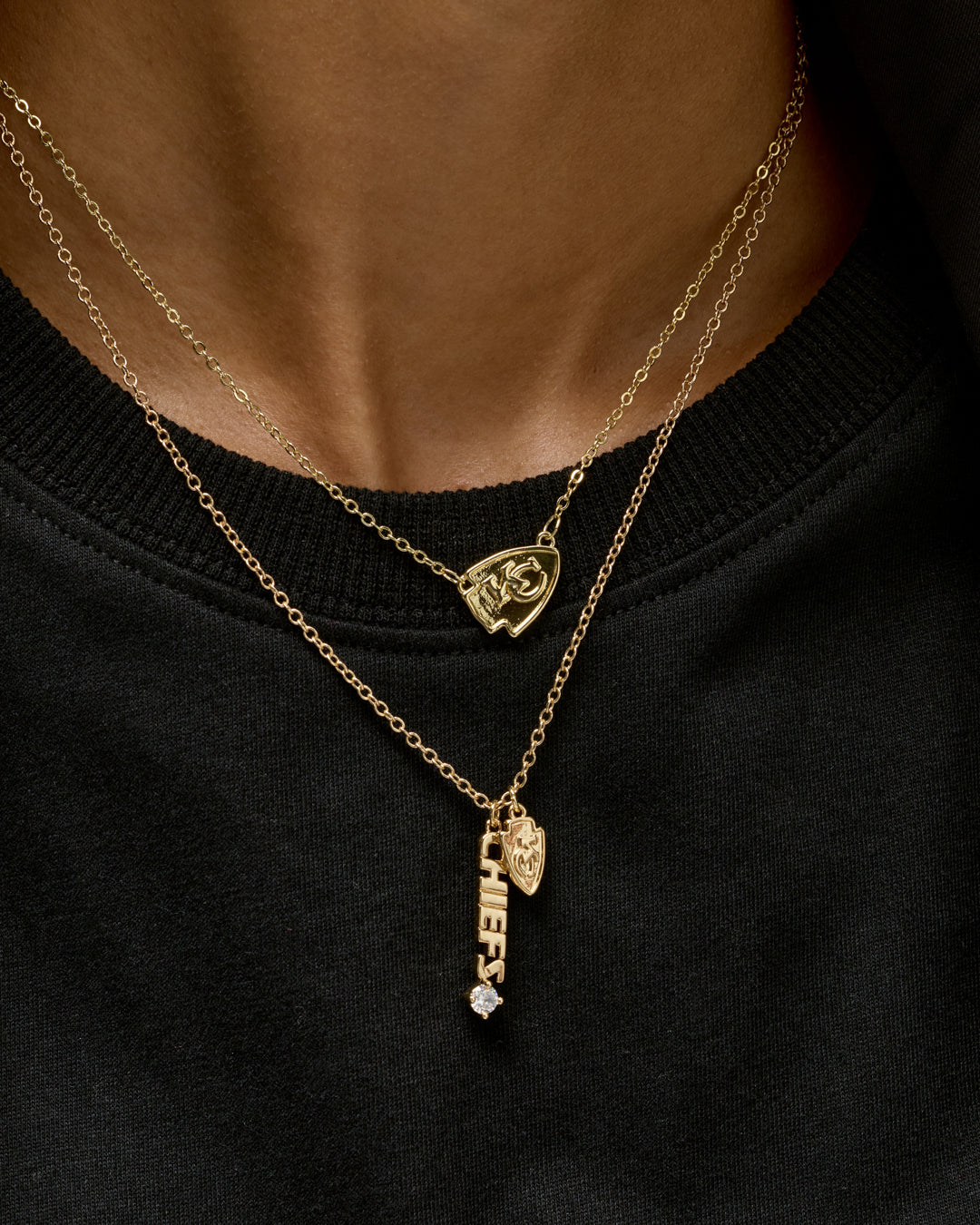 NFL Layered Nameplate Charm Necklace - Gold — alternate view