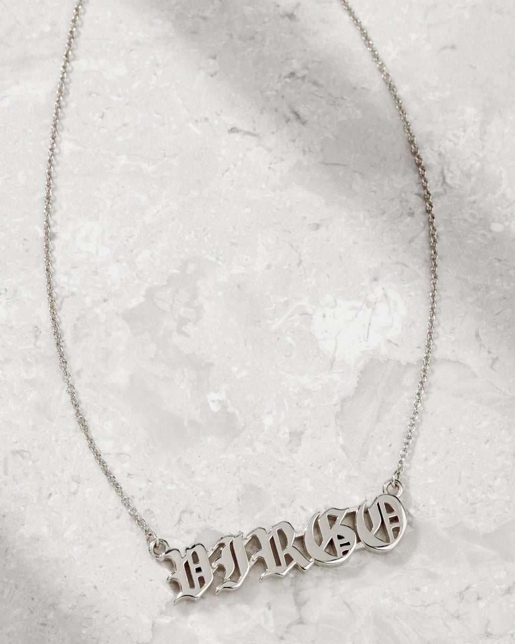 Nameplate Necklace [Old English] — alternate angle