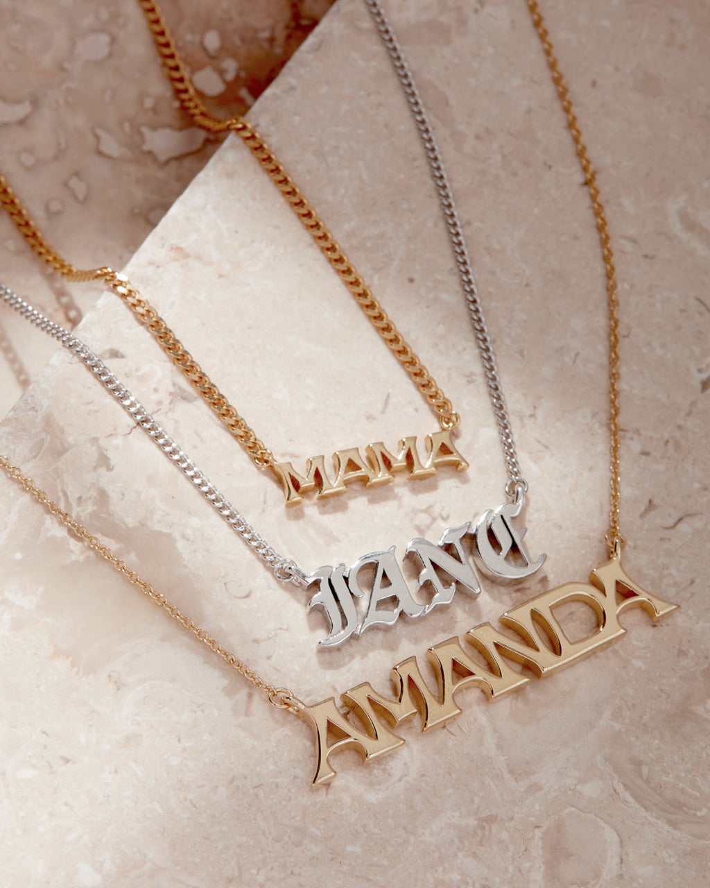 Nameplate Necklace [Old English] — alternate view 2