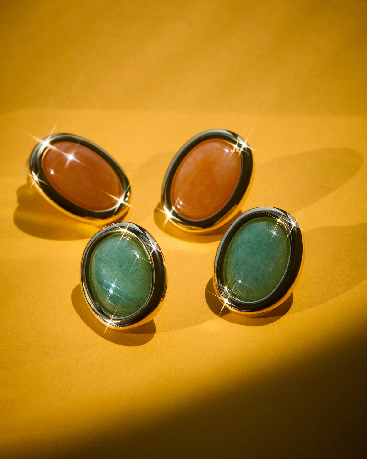Sunset Stone Studs - Red - Earrings — alternate angle