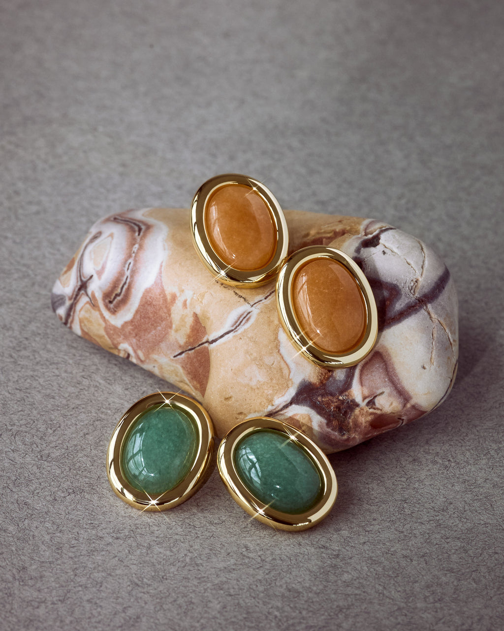 Sunset Stone Studs - Green - Earrings — alternate view 2