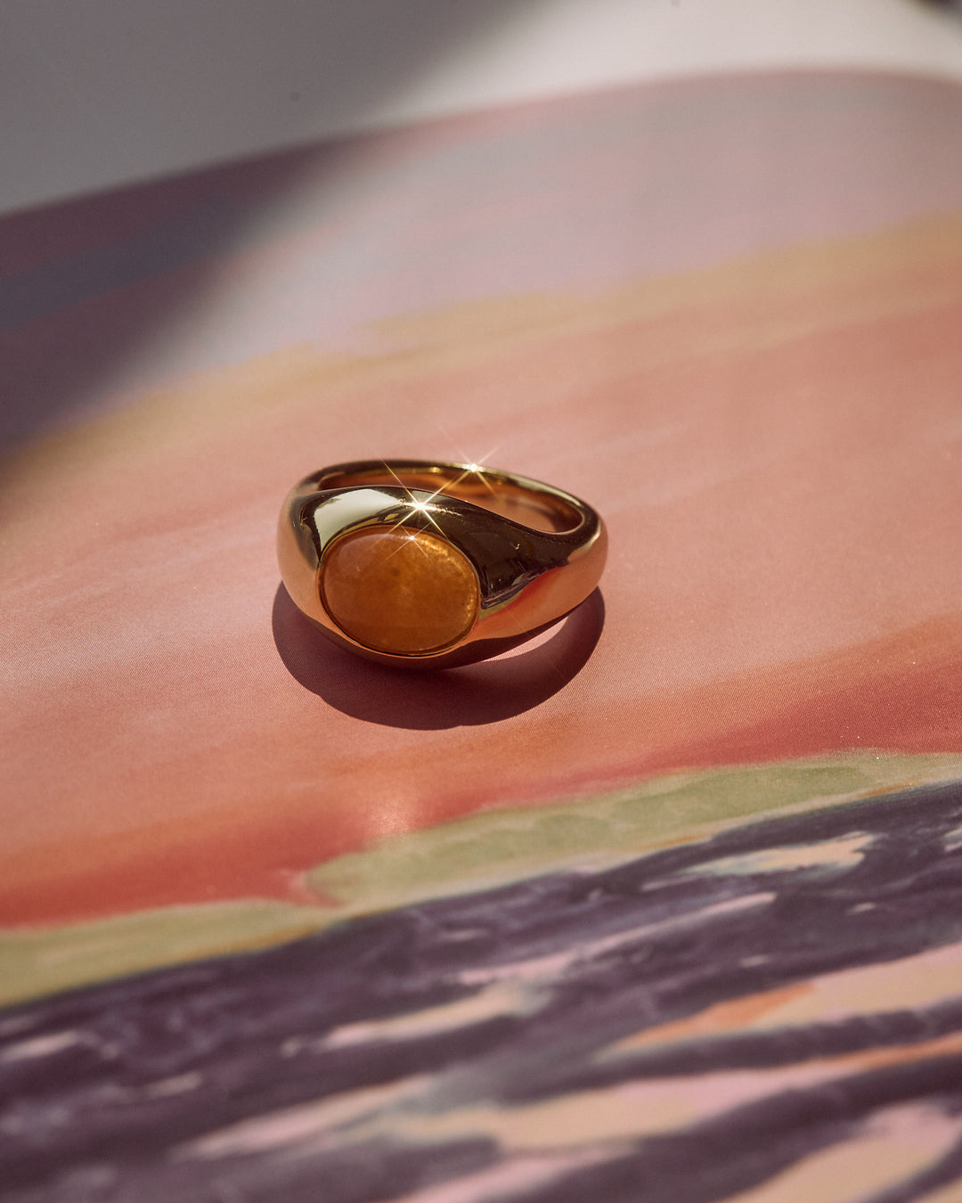 Sunset Stone Signet Ring — another angle