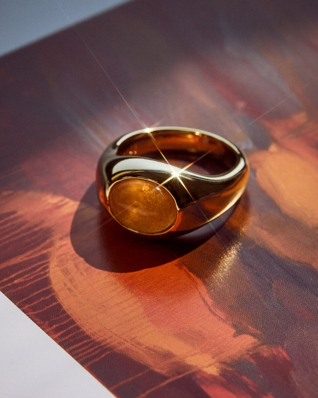 Sunset Stone Signet Ring — alternate angle