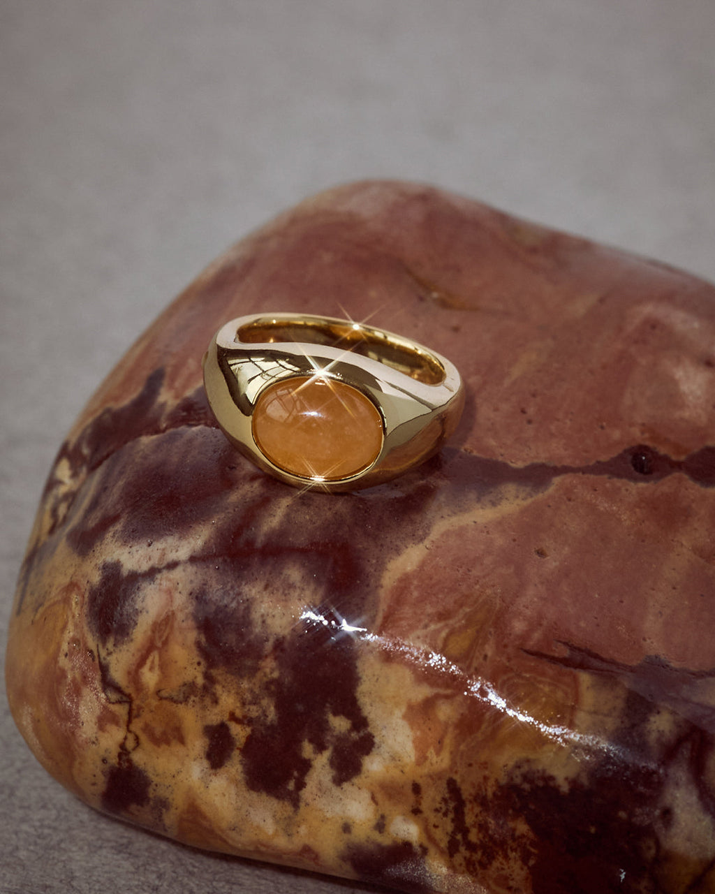 Sunset Stone Signet Ring — detail view