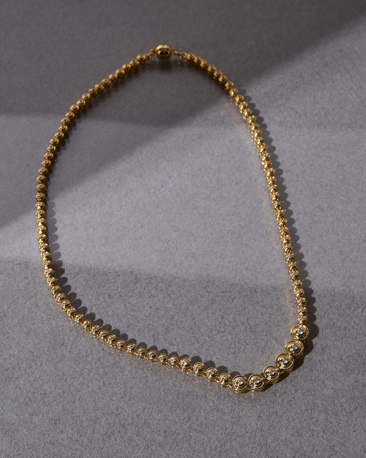 Wave Bezel Tennis Necklace — detail view