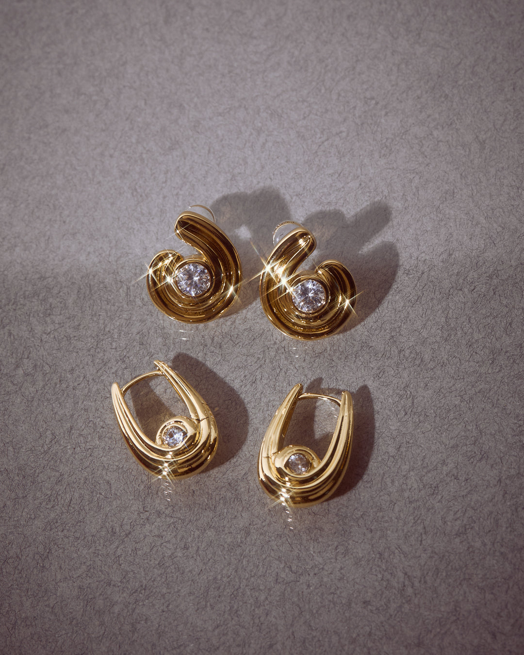 Wave Bezel Hoops — detail view
