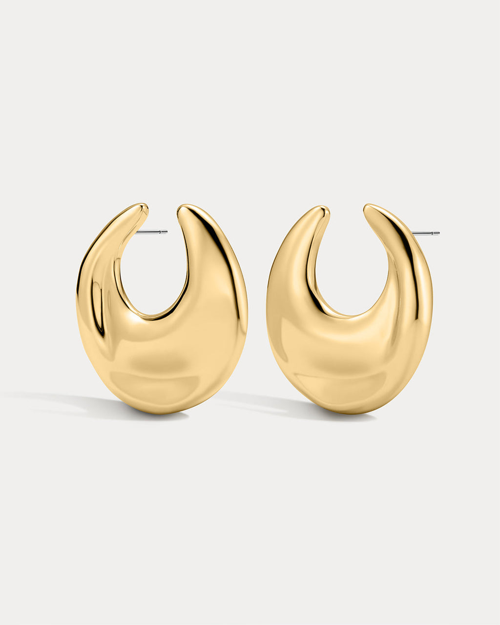 Mercury Disc Statement Studs in Gold - Earrings — open view