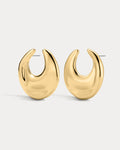 Mercury Disc Statement Studs in Gold - Earrings — open view