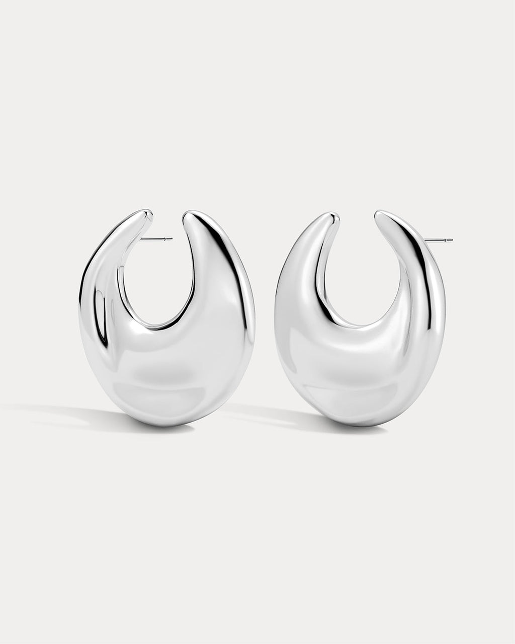 Mercury Disc Statement Studs in Silver - Earrings — open view