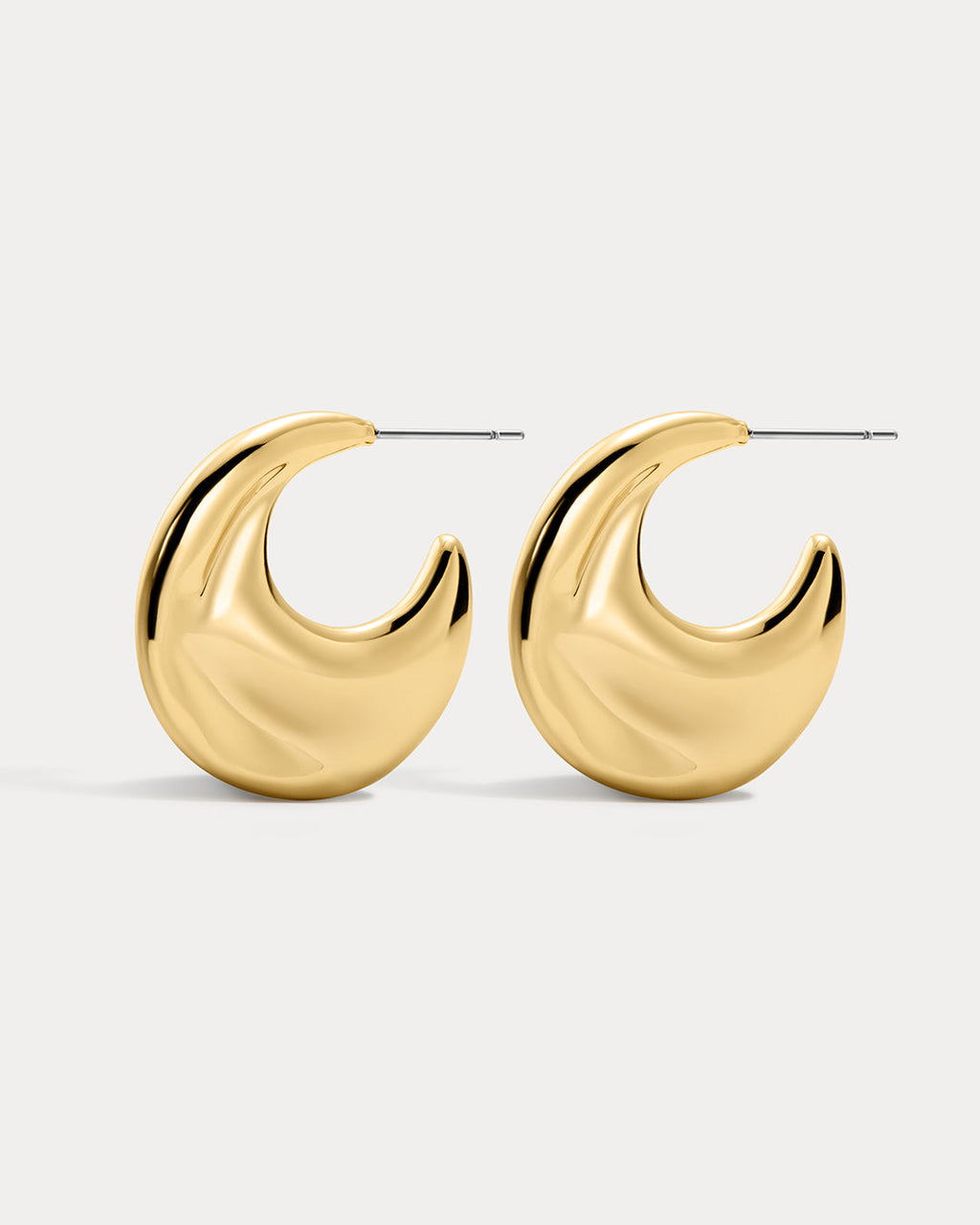 Mercury Disc Hoops in Gold — open view