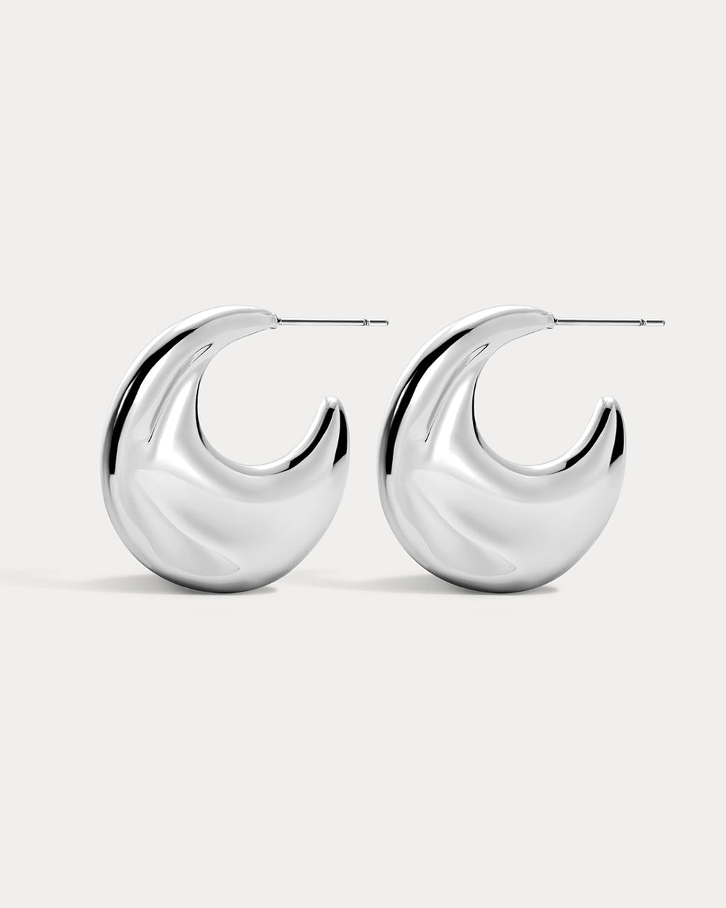 Mercury Disc Hoops in Silver — open view